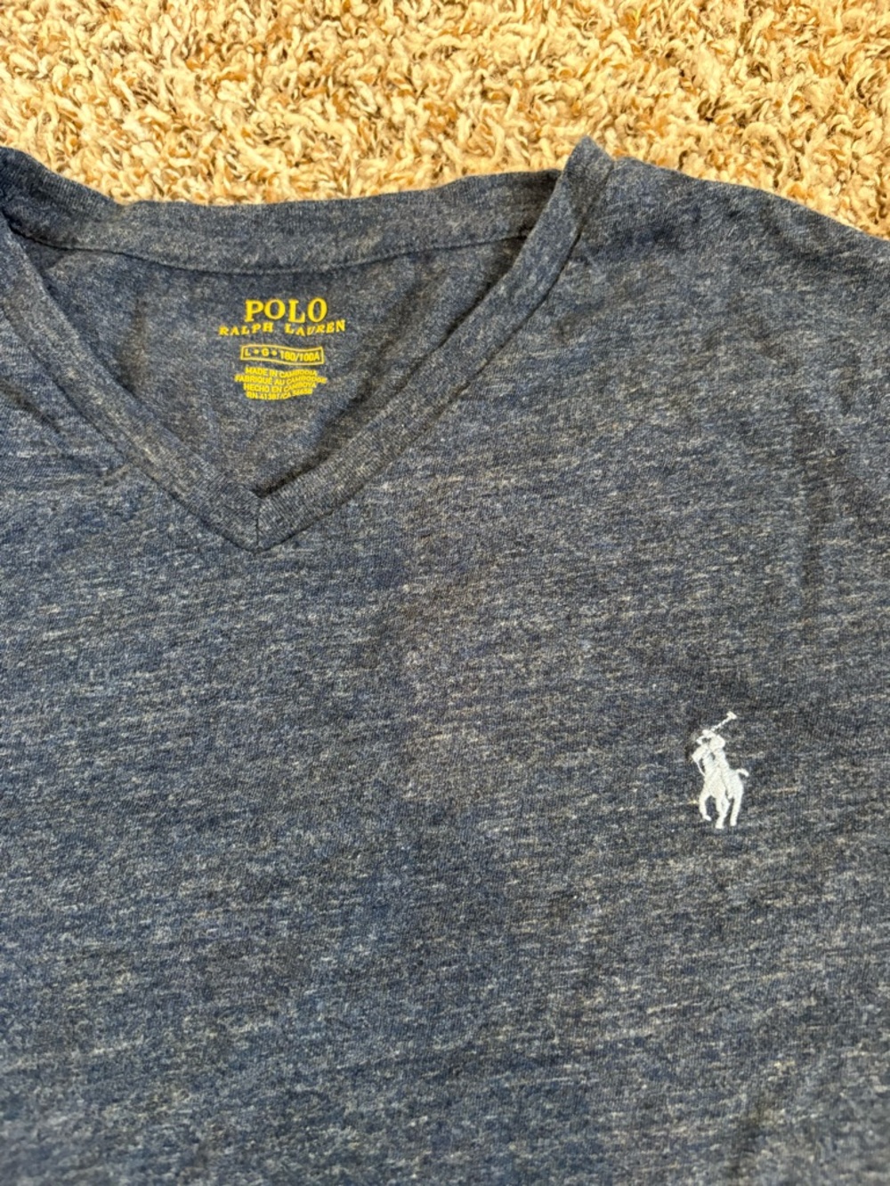 Polo Ralph Lauren- V-Neck T-Shirt in Navy large - Picture 2 of 7